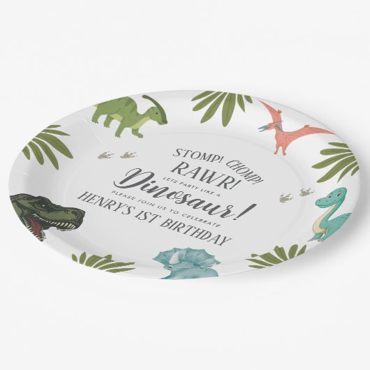 Dinosaur Birthday Party Papieren Bordje (Gekanteld)