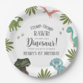 Dinosaur Birthday Party Papieren Bordje (Voorkant)