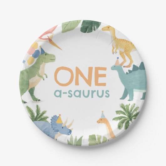 Dinosaur Birthday Party Papieren Bordje (Voorkant)