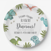 Dinosaur Birthday Party Papieren Bordje (Voorkant)