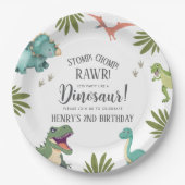 Dinosaur Birthday Party Papieren Bordje (Voorkant)