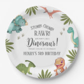 Dinosaur Birthday Party Papieren Bordje (Voorkant)