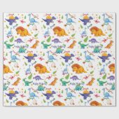 Dinosaur Birthday Party Personaliseert naam Leefti Cadeaupapier (Vlak)