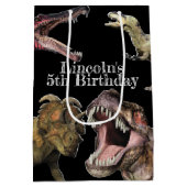 Dinosaur Birthday Party Personalized T-Rex Medium Cadeauzakje (Achterkant)
