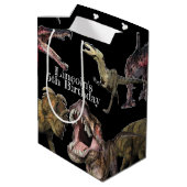 Dinosaur Birthday Party Personalized T-Rex Medium Cadeauzakje (Achterkant Gekanteld)