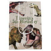 Dinosaur Birthday Party Personalized T-Rex Medium Cadeauzakje (Achterkant)