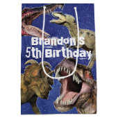 Dinosaur Birthday Party Personalized T-Rex Medium Cadeauzakje (Achterkant)