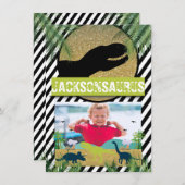 Dinosaur Birthday Party Photo Invitation Kaart (Voorkant / Achterkant)