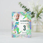 Dinosaur Birthday Party Photo Modern Uitnodiging Briefkaart (Staand voorkant)