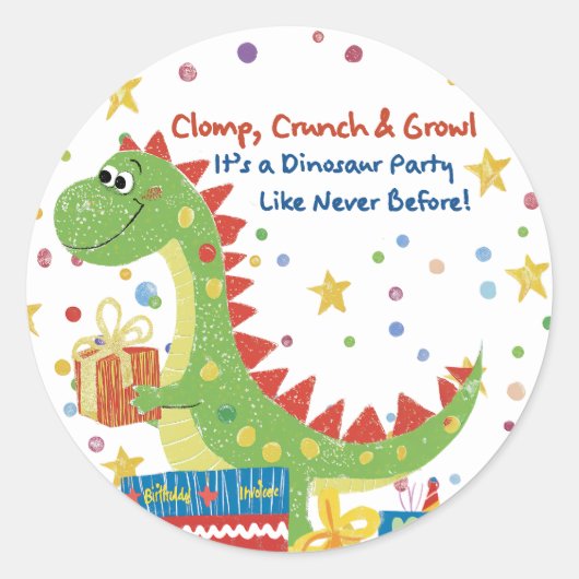 Dinosaur Birthday Party Ronde Sticker (Voorkant)