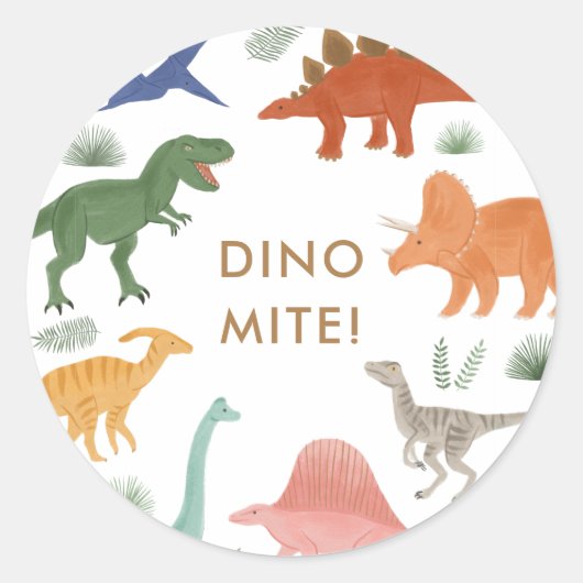 Dinosaur Birthday Party Ronde Sticker (Voorkant)