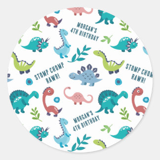 Dinosaur Birthday Party Ronde Sticker