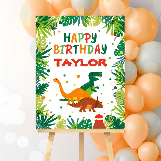 Dinosaur Birthday Party Sign Poster