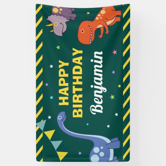 Dinosaur Birthday Party Spandoek (Verticaal)