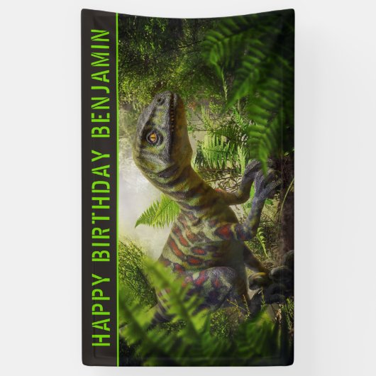 Dinosaur Birthday Party Spandoek (Verticaal)