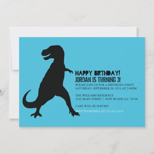 Dinosaur Birthday Party | T-Rex Kaart (Voorkant)