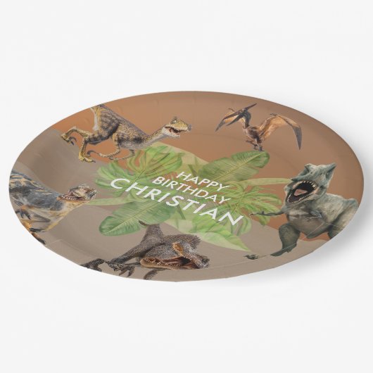 Dinosaur Birthday Party T Rex Papieren Bordje (Gekanteld)