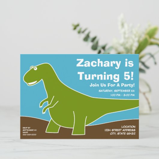 Dinosaur Birthday Party Theme Kaart (Staand voorkant)