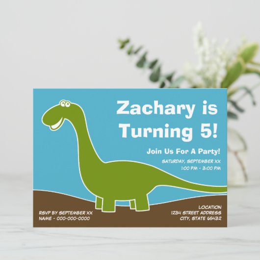 Dinosaur Birthday Party Theme Kaart (Staand voorkant)