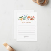 Dinosaur Birthday Party Time Capsule Notitiekaartje (Voorkant / Achterkant in situ)