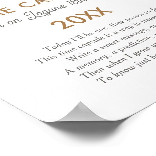 Dinosaur Birthday Party Time Capsule Sign Poster (Hoek)