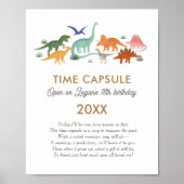 Dinosaur Birthday Party Time Capsule Sign Poster (Voorkant)