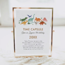 Dinosaur Birthday Party Time Capsule Sign Poster