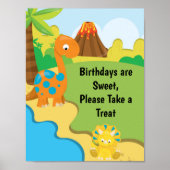 Dinosaur Birthday Party Treatment Sign Poster (Voorkant)