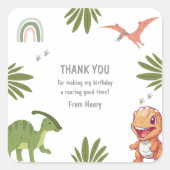 Dinosaur Birthday Party Vierkante Sticker (Voorkant)