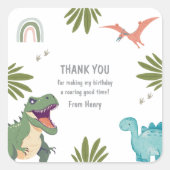Dinosaur Birthday Party Vierkante Sticker (Voorkant)