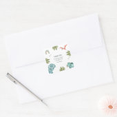 Dinosaur Birthday Party Vierkante Sticker (Envelop)
