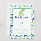 Dinosaur Birthday Party Waterverf Kinder uitnodigi (Voorkant)