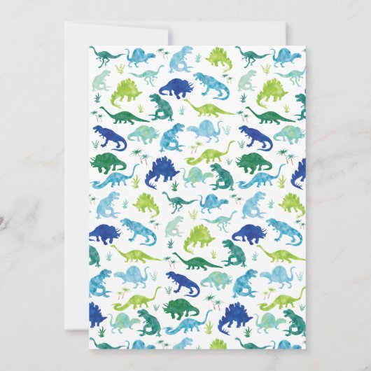 Dinosaur Birthday Party Waterverf Kinder uitnodigi (Achterkant)