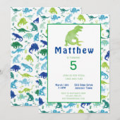 Dinosaur Birthday Party Waterverf Kinder uitnodigi Kaart (Voorkant / Achterkant)