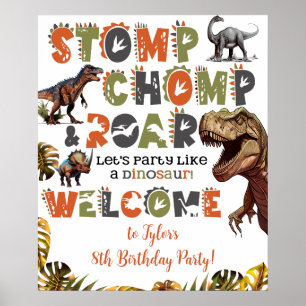 Dinosaur Birthday Party Welcome Sign Poster