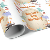 Dinosaur Birthday Party with Giant Dino Egg Cadeaupapier (Rol Hoek)