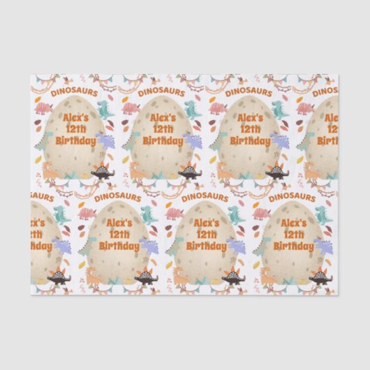 Dinosaur Birthday Party with Giant Dino Egg Tissuepapier (Voorkant)