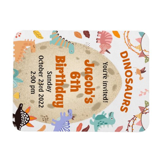 Dinosaur Birthday Party with Large Dino Egg Magneet (Horizontaal)