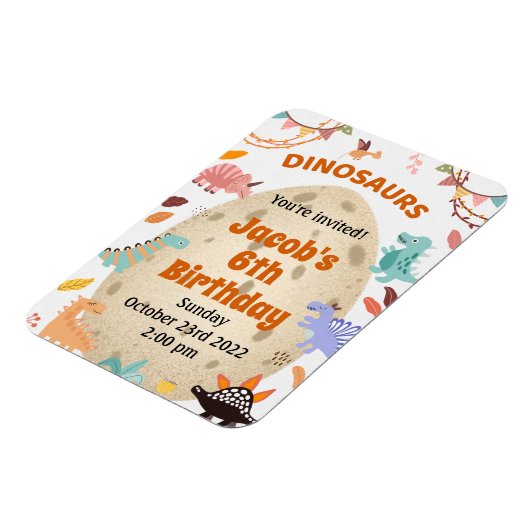 Dinosaur Birthday Party with Large Dino Egg Magneet (Linkerzijde)