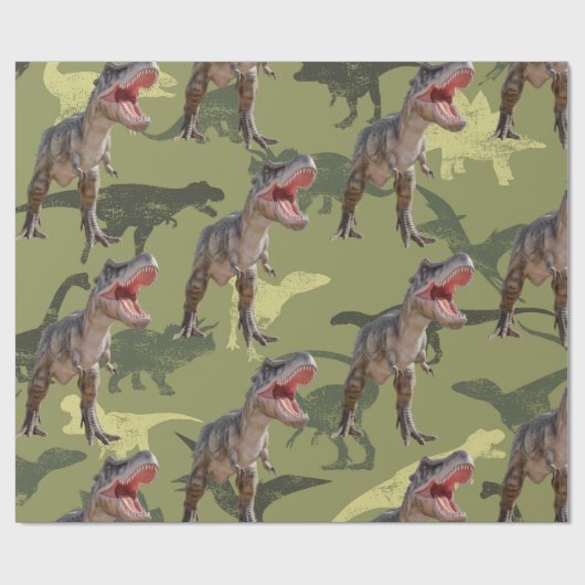 Dinosaur Birthday Pattern Jurassic World Cadeaupapier (Vlak)