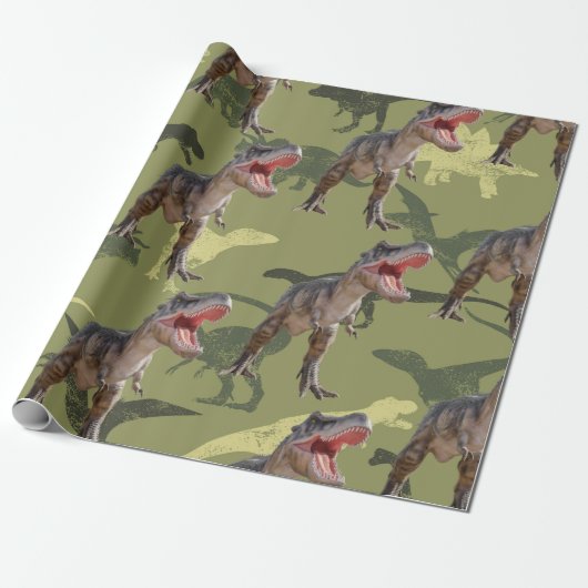 Dinosaur Birthday Pattern Jurassic World Cadeaupapier (Uitgerold)