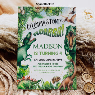 Dinosaur Birthday Patty Invitation Boy Safari Dino Kaart