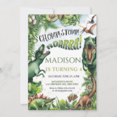 Dinosaur Birthday Patty Invitation Boy Safari Dino Kaart (Voorkant)