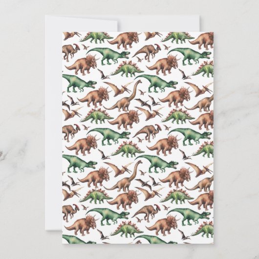 Dinosaur Birthday Patty Invitation Boy Safari Dino Kaart (Achterkant)