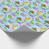 Dinosaur Birthday Personalized Cadeaupapier (Hoek)