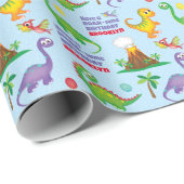 Dinosaur Birthday Personalized Cadeaupapier (Rol Hoek)