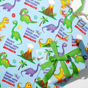 Dinosaur Birthday Personalized Cadeaupapier