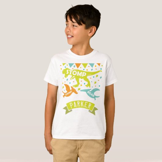 Dinosaur Birthday Personalized T-shirt (Voorkant volledig)