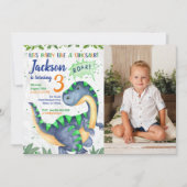 Dinosaur Birthday Photo Invitation for a Boy Kaart (Voorkant)