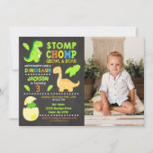Dinosaur Birthday Photo Invitation for a Boy Kaart (Voorkant)